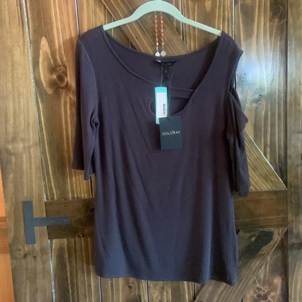 Goldray Garima Asymmetrical Cold Shoulder Top.  Black XL (Stitch Fix)
